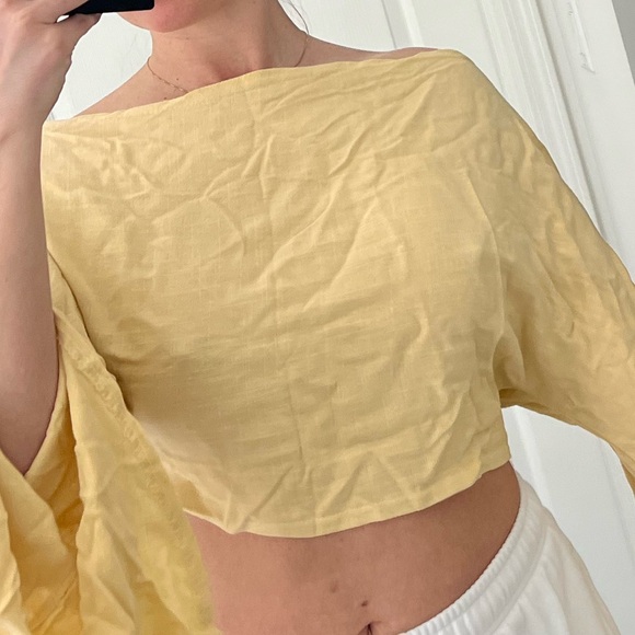 Yellow Off-Shoulder Ruffle Top - Picture 4 of 6